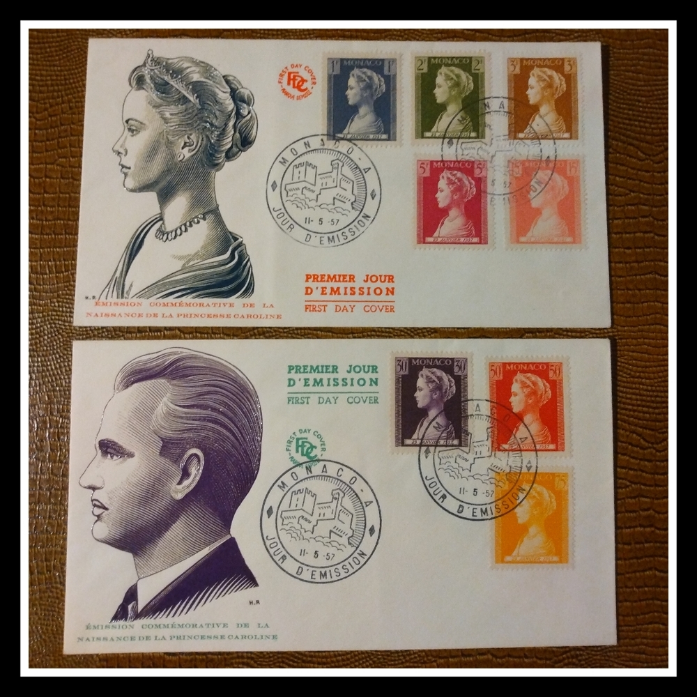 Two 1957 Monaco First Issue Cover Cachets